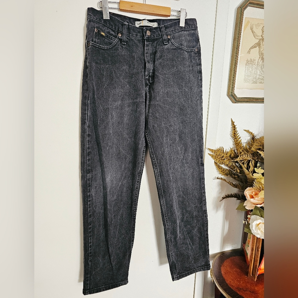 Vintage 90s Lee 31x30 Relaxed Fit Washed Black Denim Jeans